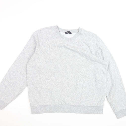 Marks and Spencer Women Grey Marl Cotton Blend Pullover Sweatshirt Size 14
