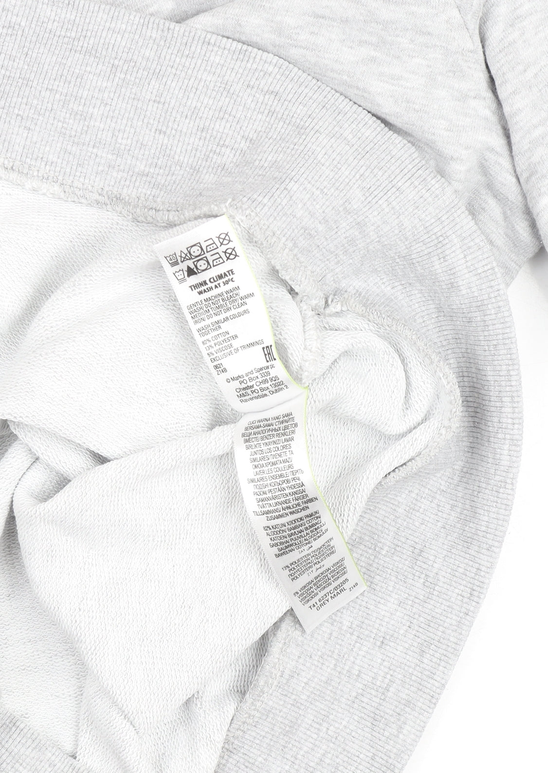 Marks and Spencer Women Grey Marl Cotton Blend Pullover Sweatshirt Size 14