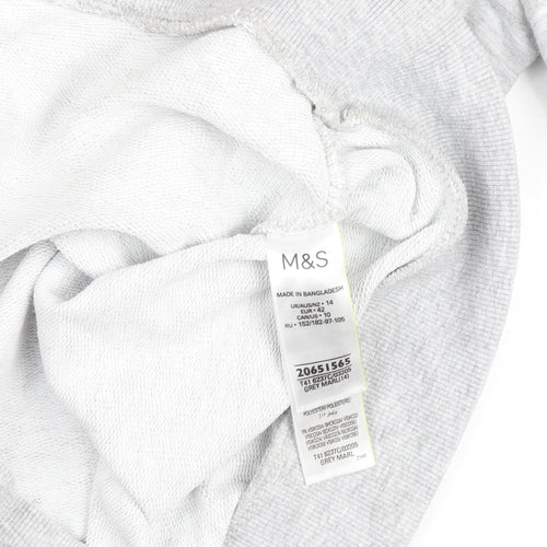 Marks and Spencer Women Grey Marl Cotton Blend Pullover Sweatshirt Size 14