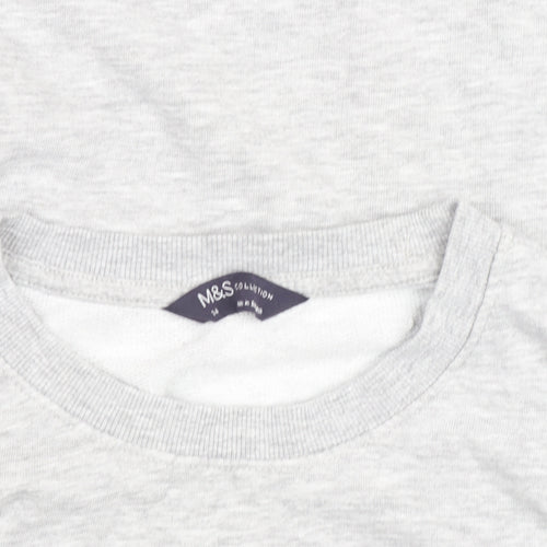 Marks and Spencer Women Grey Marl Cotton Blend Pullover Sweatshirt Size 14