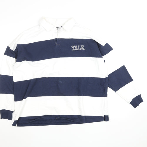 Yale University Men's Blue White Striped Rugby Shirt Size M