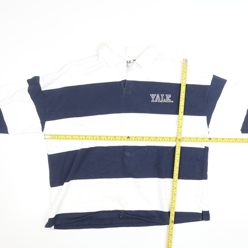 Yale University Men's Blue White Striped Rugby Shirt Size M