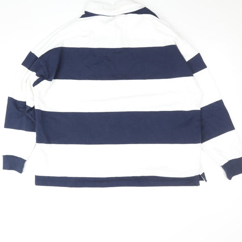 Yale University Men's Blue White Striped Rugby Shirt Size M