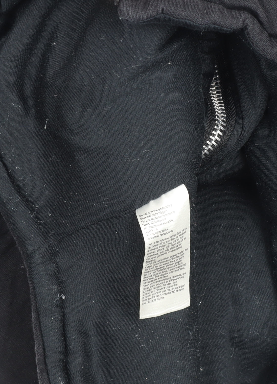 Divided Mens Black Hooded Bomber Jacket L Full Zip Embroidered Casual