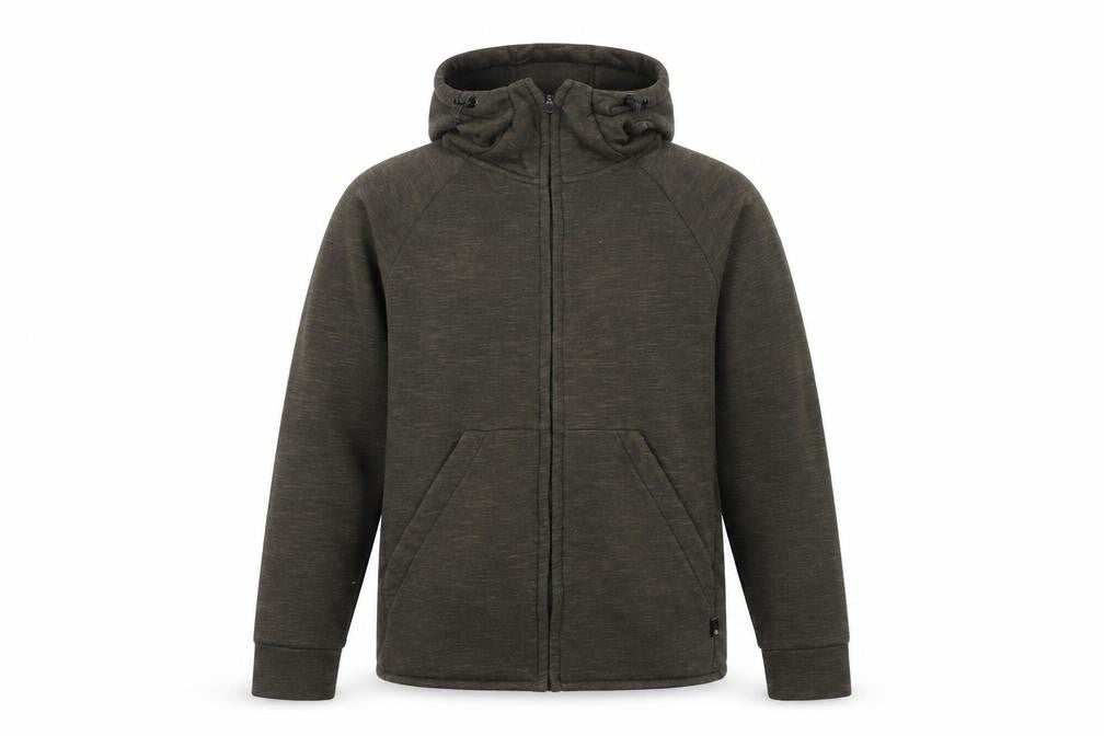 Front view of Blue Tech Men's Brown Full Zip Hoodie, size S