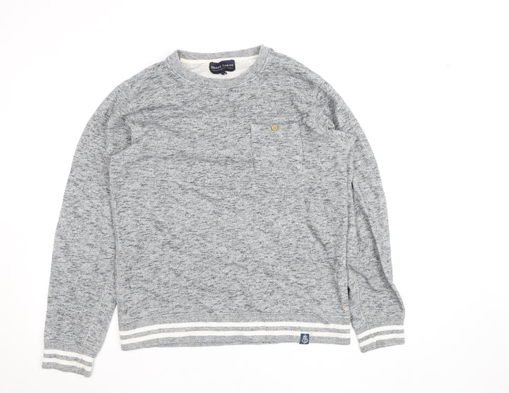 Shore Leave Men's Grey Knit Cotton Crew Neck Sweatshirt M