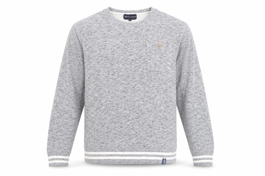 Front view of Shore Leave Men's Grey Knit Cotton Crew Neck Sweatshirt M