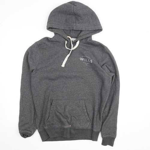 Jack Wills Men’s Grey Pullover Hoodie S Fleece Logo College Style