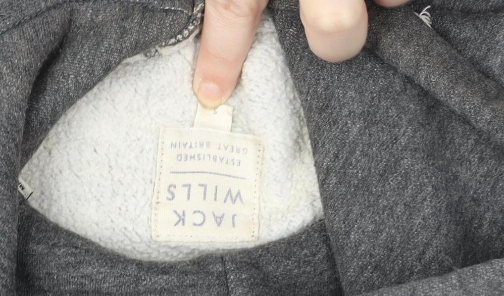 Jack Wills Men’s Grey Pullover Hoodie S Fleece Logo College Style