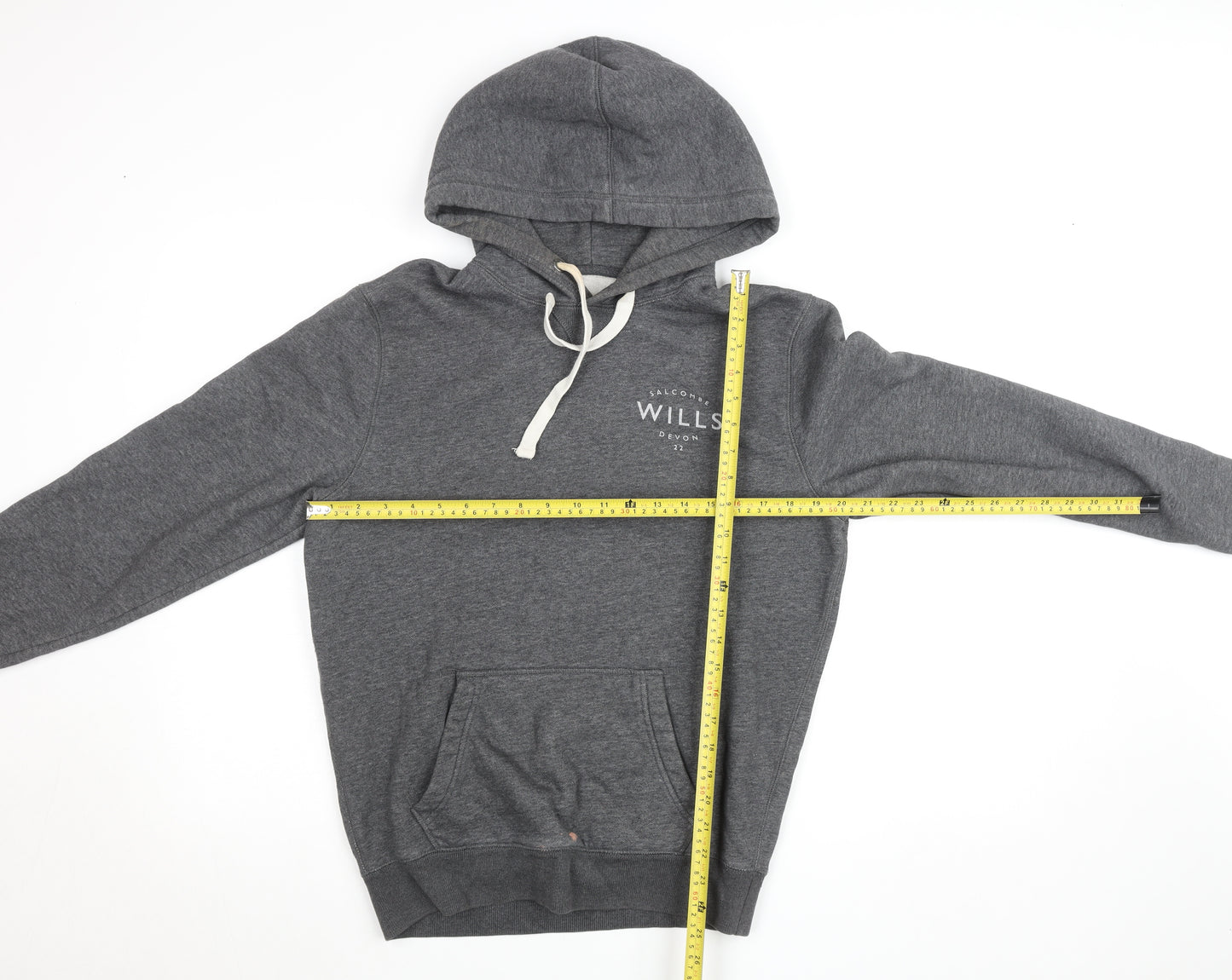 Jack Wills Men’s Grey Pullover Hoodie S Fleece Logo College Style