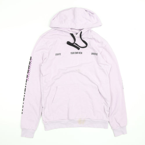 Zudio Women Purple Pullover Hoodie M Graphic Print Cotton Blend