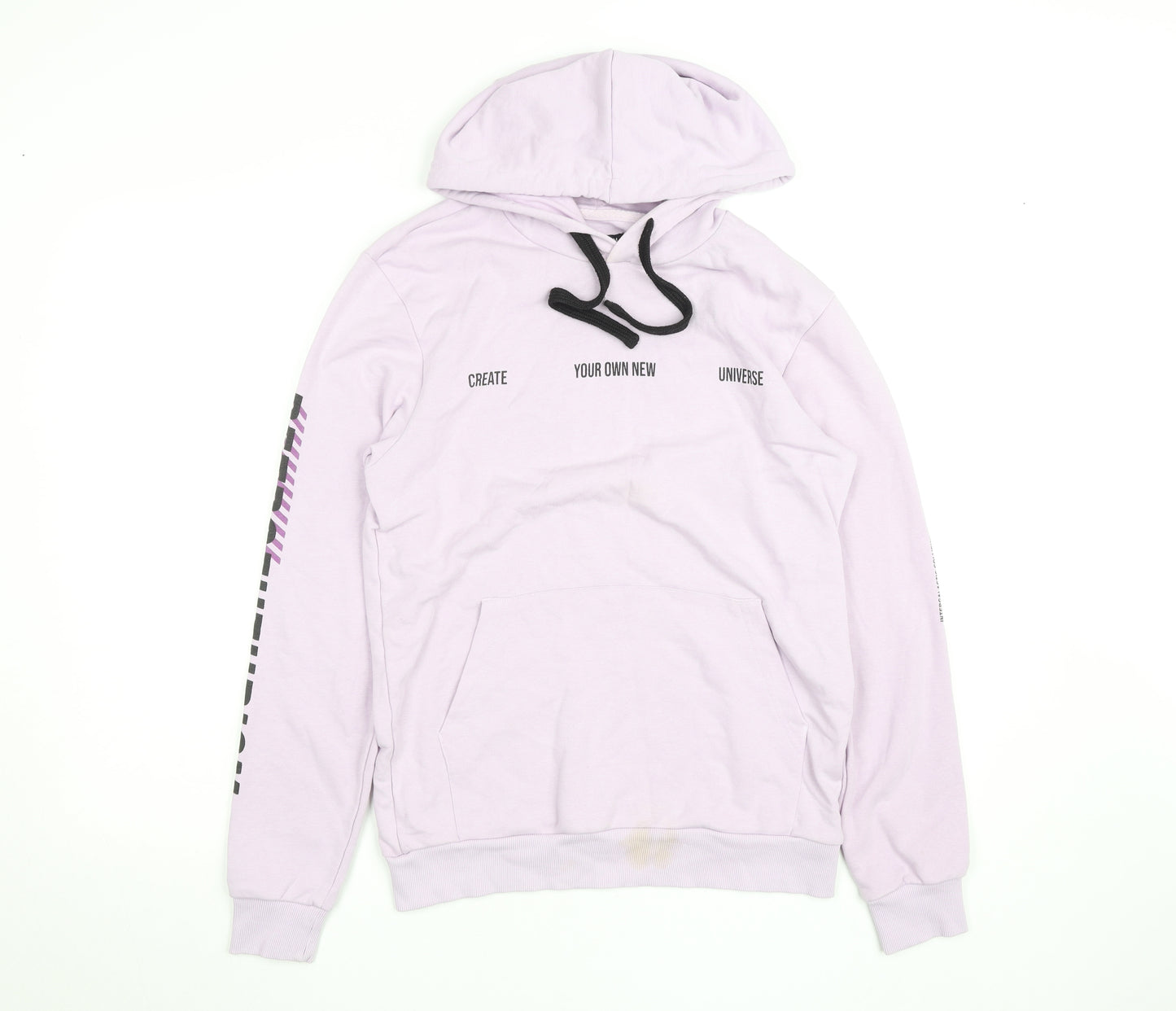 Zudio Women Purple Pullover Hoodie M Graphic Print Cotton Blend
