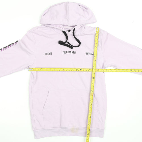 Zudio Women Purple Pullover Hoodie M Graphic Print Cotton Blend