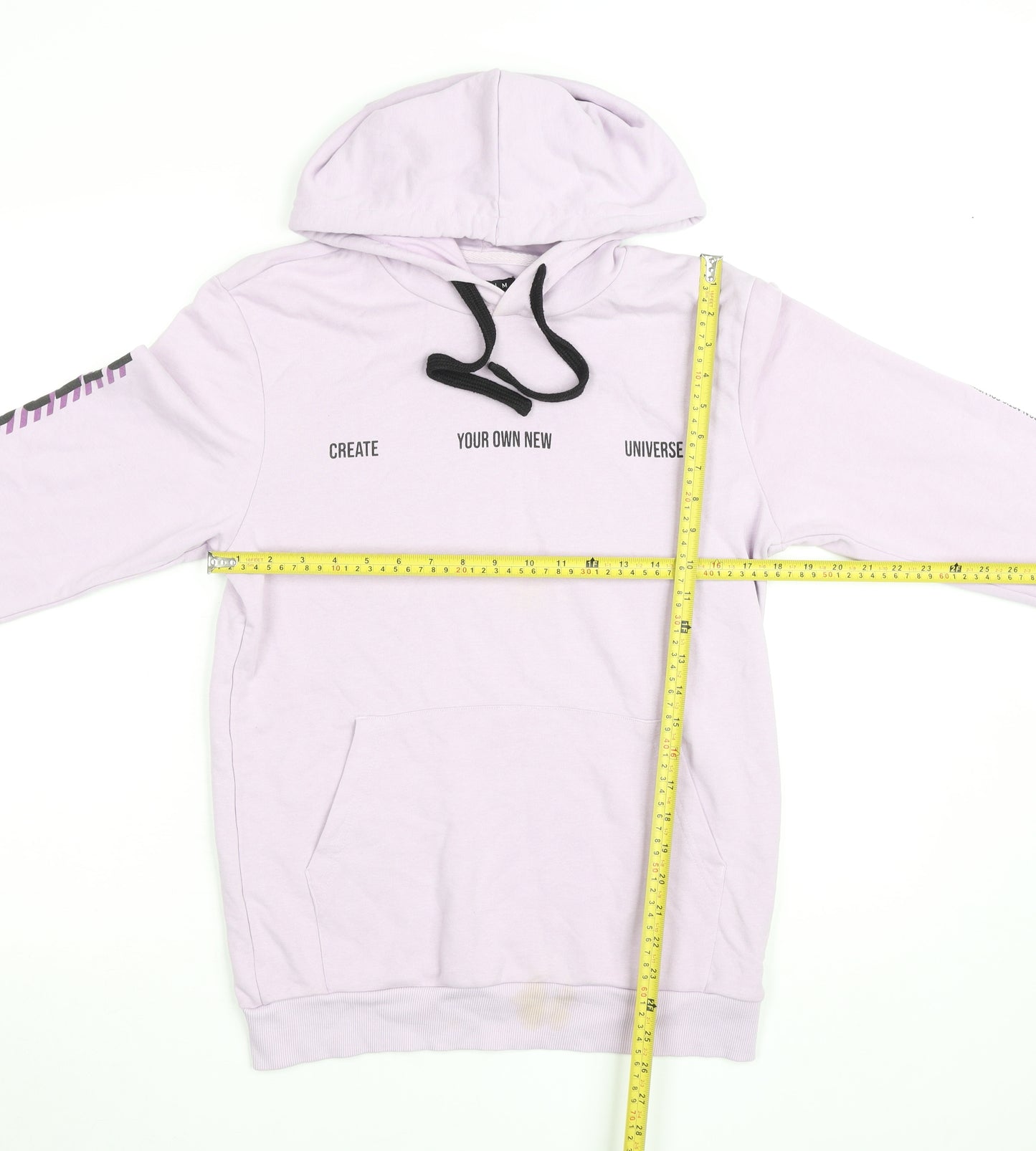 Zudio Women Purple Pullover Hoodie M Graphic Print Cotton Blend