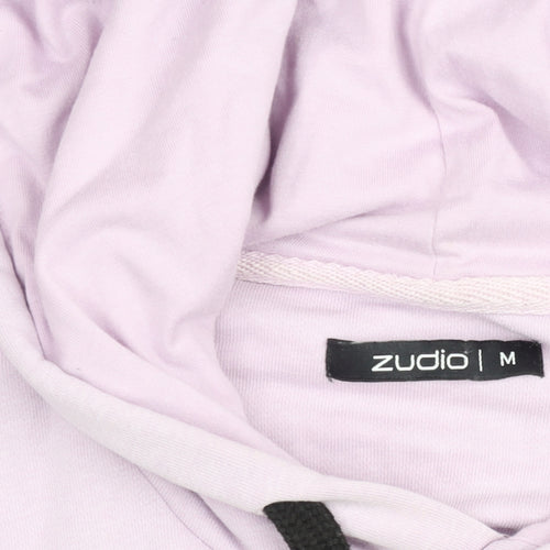 Zudio Women Purple Pullover Hoodie M Graphic Print Cotton Blend