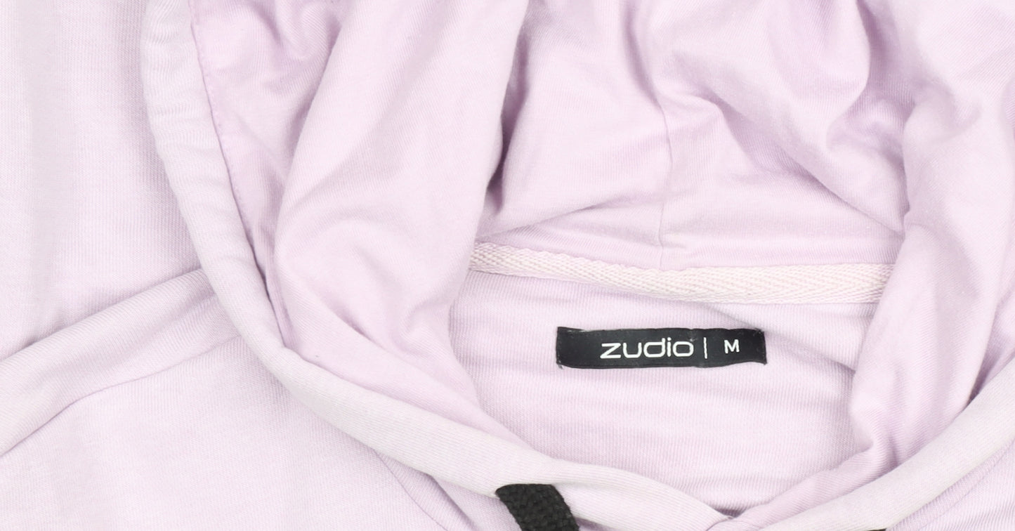 Zudio Women Purple Pullover Hoodie M Graphic Print Cotton Blend