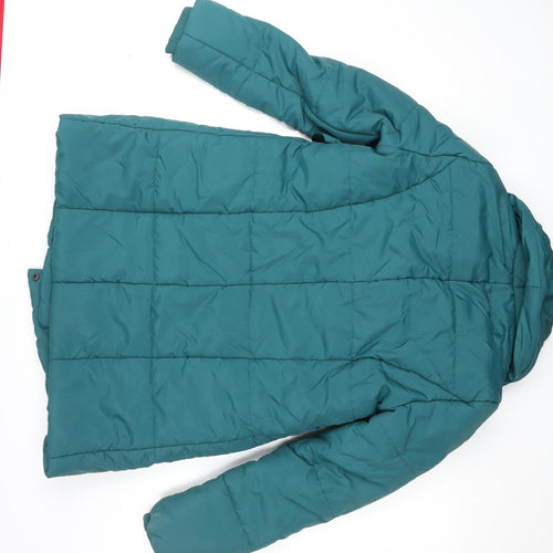 Mamalicious Women’s Green Long Puffer Coat M Maternity Belted