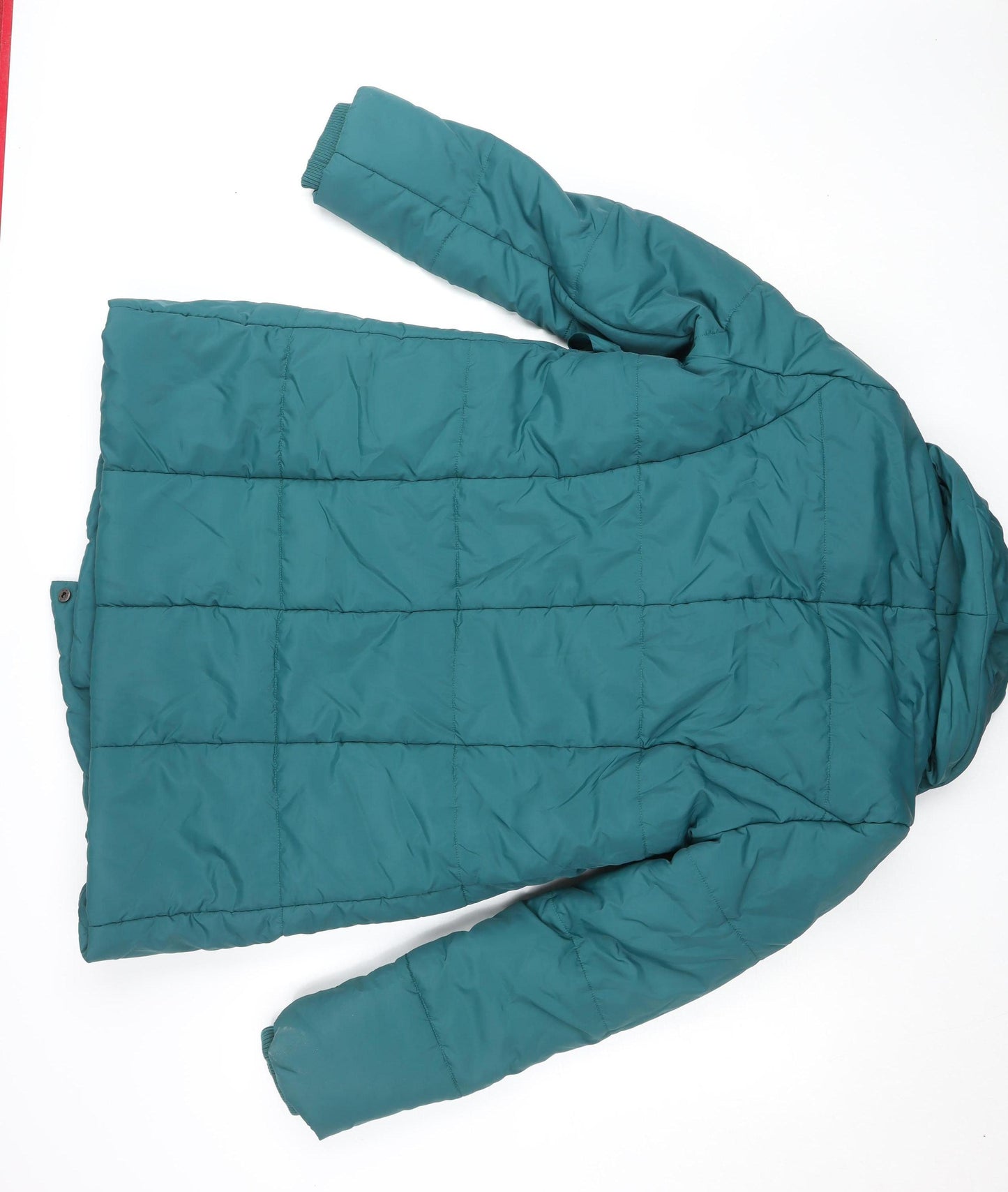 Mamalicious Women’s Green Long Puffer Coat M Maternity Belted
