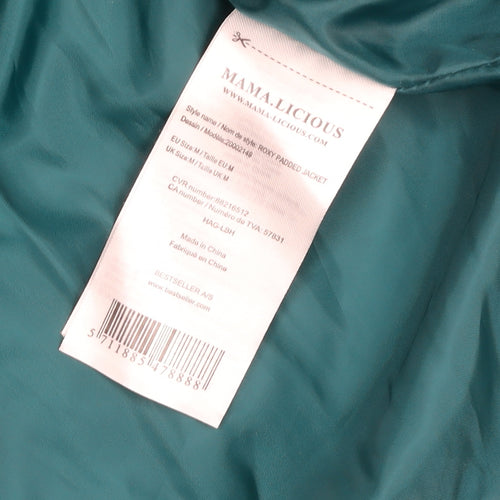 Mamalicious Women’s Green Long Puffer Coat M Maternity Belted