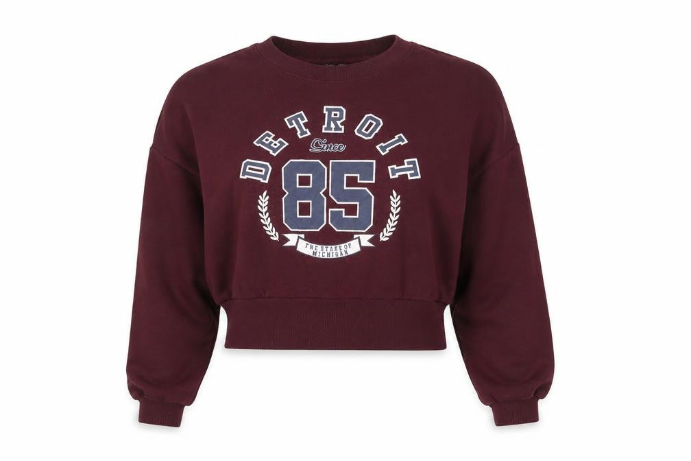 New Look 915 Teens Burgundy Detroit 85 Pullover Sweatshirt Size 14-15