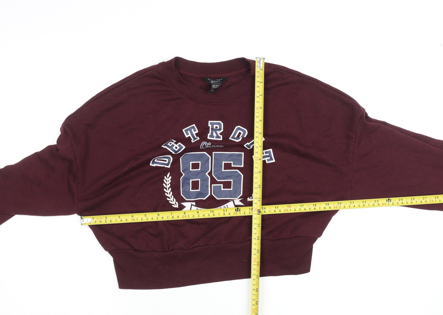 New Look 915 Teens Burgundy Detroit 85 Pullover Sweatshirt Size 14-15