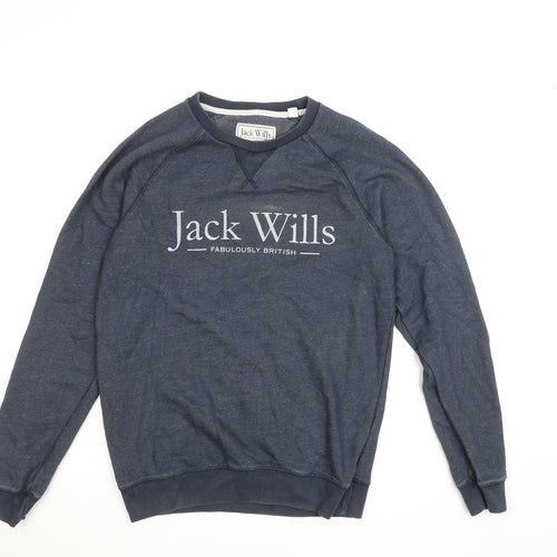 Jack Wills Womens Navy Blue Pullover Sweatshirt Size M Classic Crew Neck