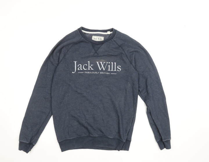 Jack Wills Womens Navy Blue Pullover Sweatshirt Size M Classic Crew Neck