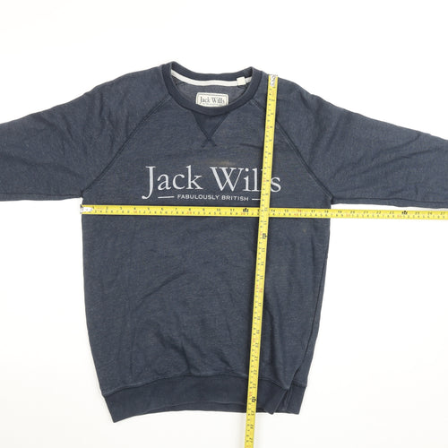 Jack Wills Womens Navy Blue Pullover Sweatshirt Size M Classic Crew Neck
