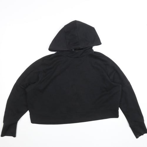 Adidas Womens Black Hoodie Size L Relaxed Fit Pullover Sweatshirt