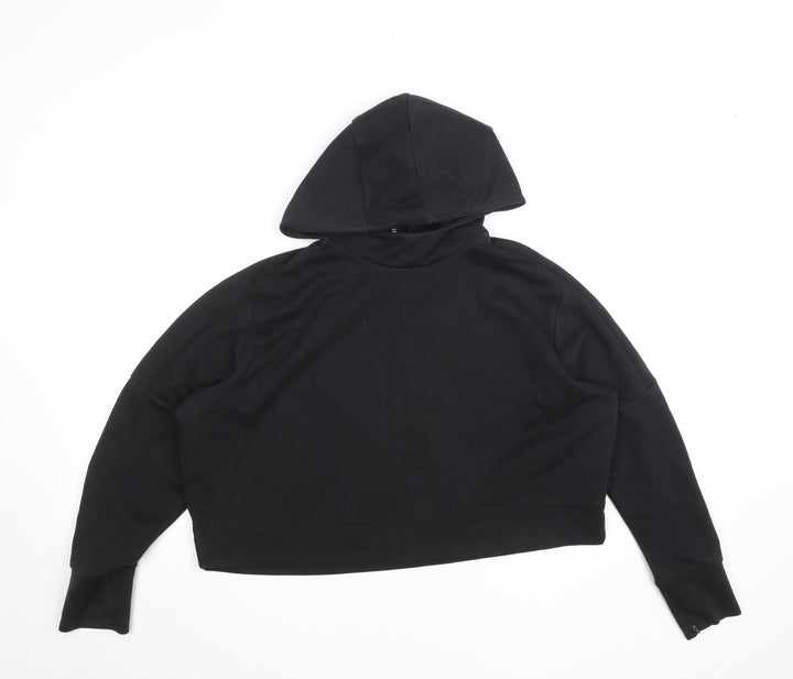 Adidas Womens Black Hoodie Size L Relaxed Fit Pullover Sweatshirt