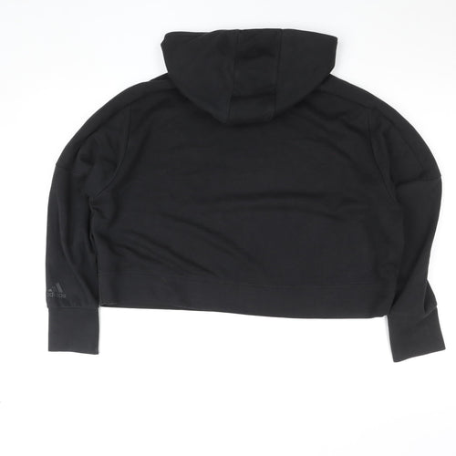 Adidas Womens Black Hoodie Size L Relaxed Fit Pullover Sweatshirt