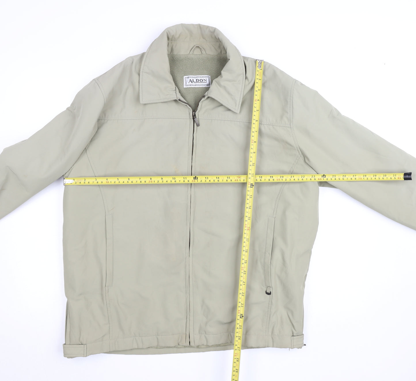 Aldon Men's Beige L Basic Polyester Full Zip Lined Jacket