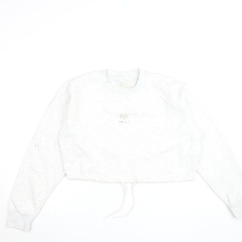 Pink Soda Sport Womens White Cropped Pullover Sweatshirt UK 10