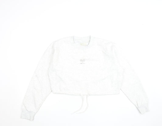 Pink Soda Sport Womens White Cropped Pullover Sweatshirt UK 10