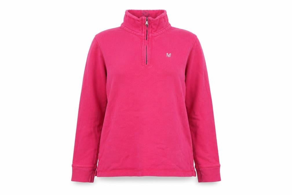 Crew Clothing Co Womens Pink 1/2 Zip Cotton Sweatshirt Size 6
