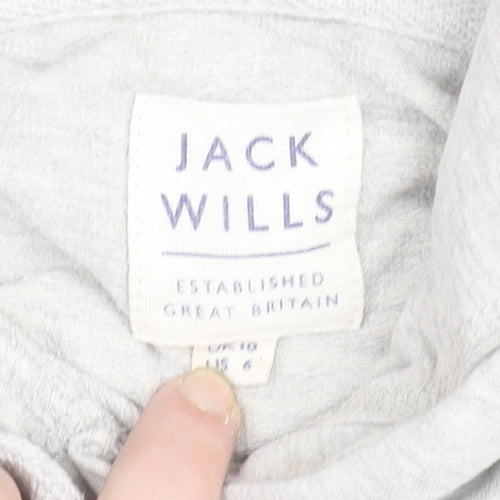 Jack Wills Womens Grey Size 6 Pullover Hoodie Sweatshirt