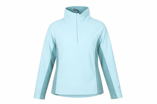Front view of Berghaus Women Blue, size 8, 1/2 Zip Fleece Pullover Sweatshirt