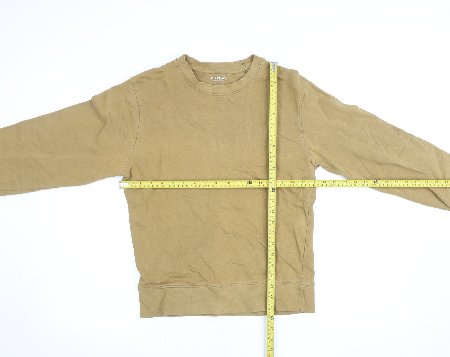 John Lewis ANYDAY Men's Beige Cotton Crew Neck Sweatshirt Size S