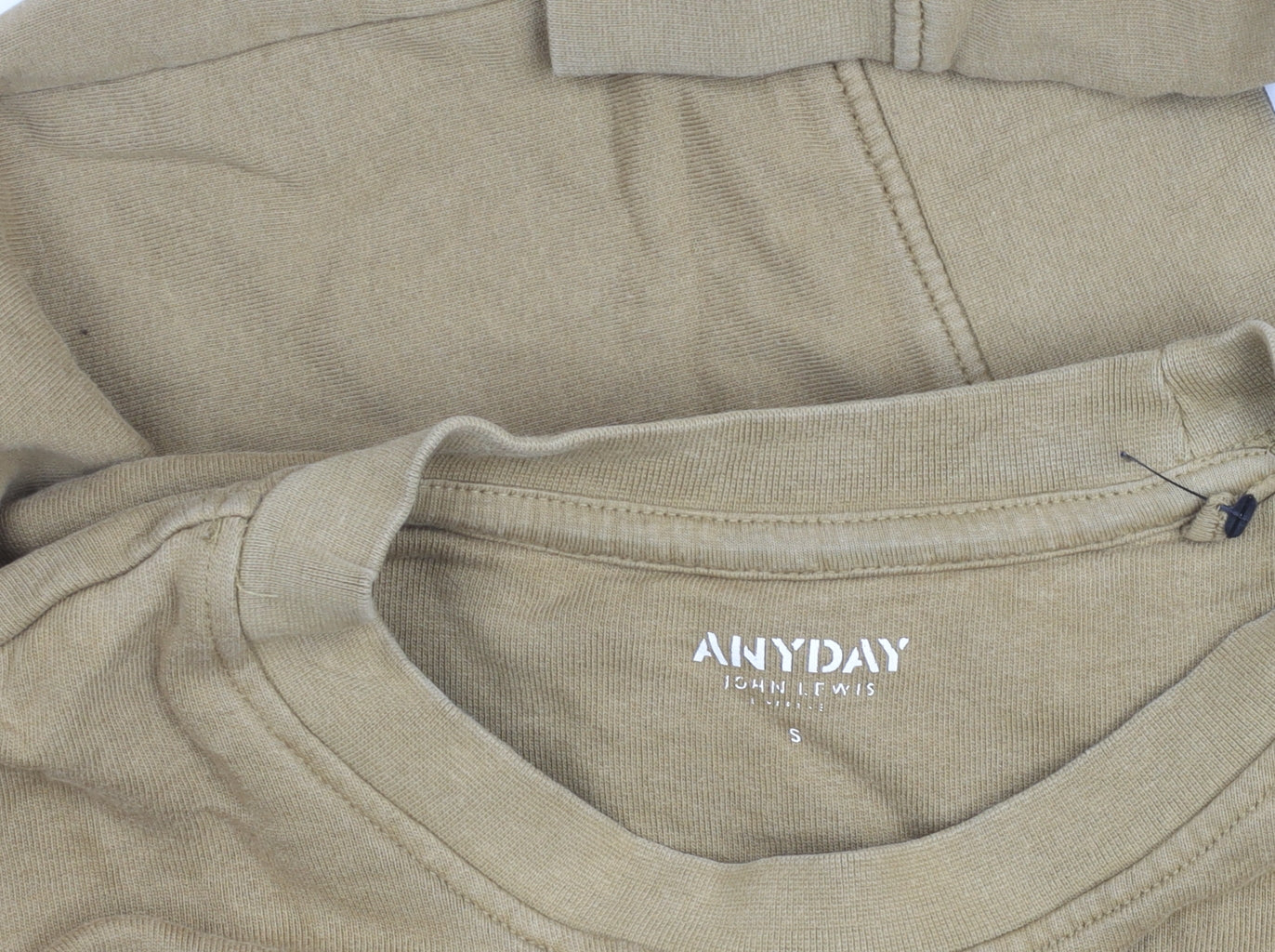 John Lewis ANYDAY Men's Beige Cotton Crew Neck Sweatshirt Size S