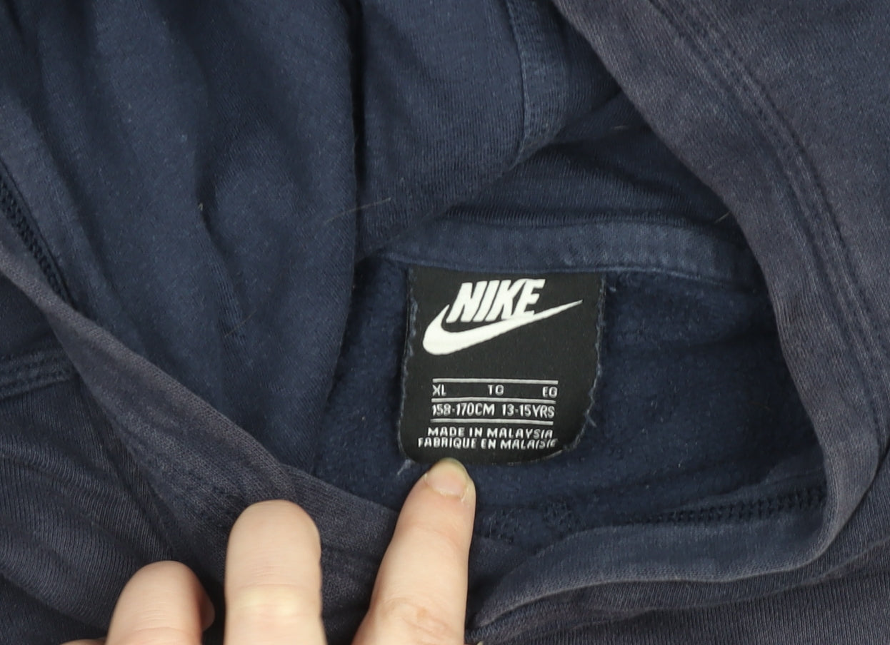 Nike Teens Blue Pullover Hoodie XL Logo Fleece Sweatshirt