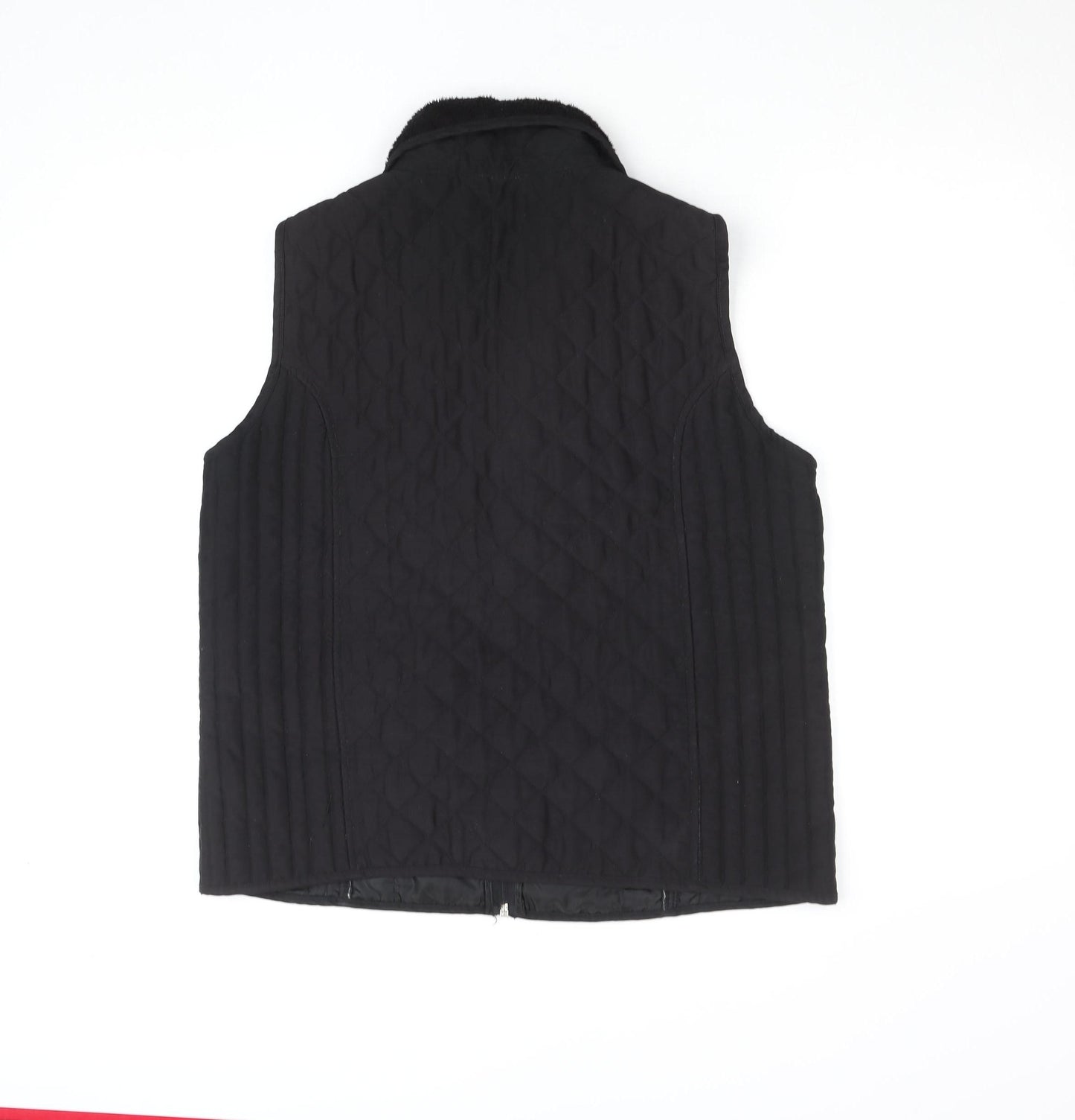TIGI Womens Black Quilted Waistcoat M Sleeveless Zip Front