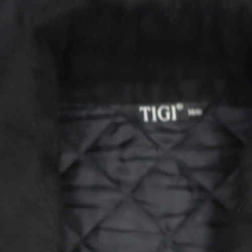 TIGI Womens Black Quilted Waistcoat M Sleeveless Zip Front