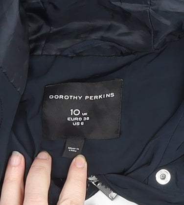 Dorothy Perkins Womens Blue Hooded Parka Jacket Size 10