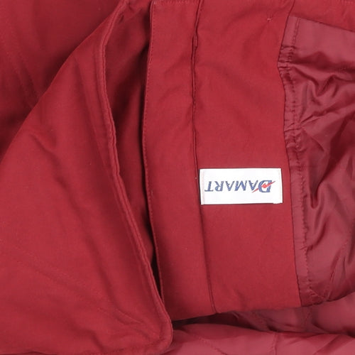 Damart Women Red Faux Fur Trim Mid-Length Parka Coat Size 16