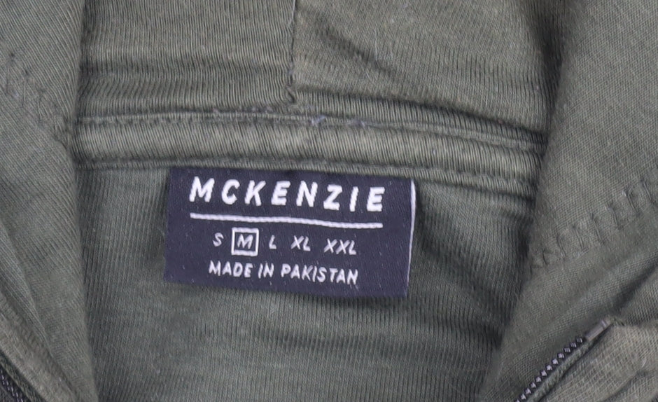McKenzie Men's Green Full Zip Hoodie M Regular Fit Cotton Blend