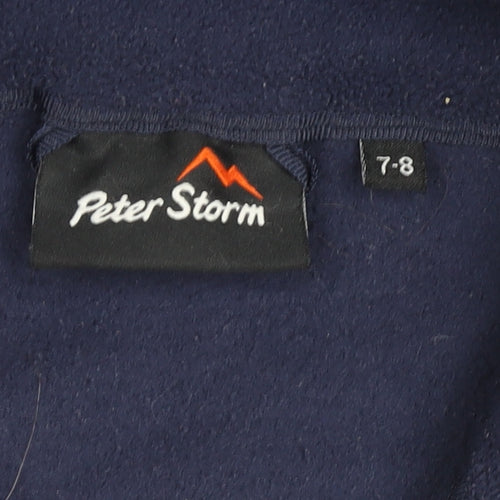 Peter Storm Boys Navy Full Zip Fleece Hoodie 7-8 Years Lightweight Warm