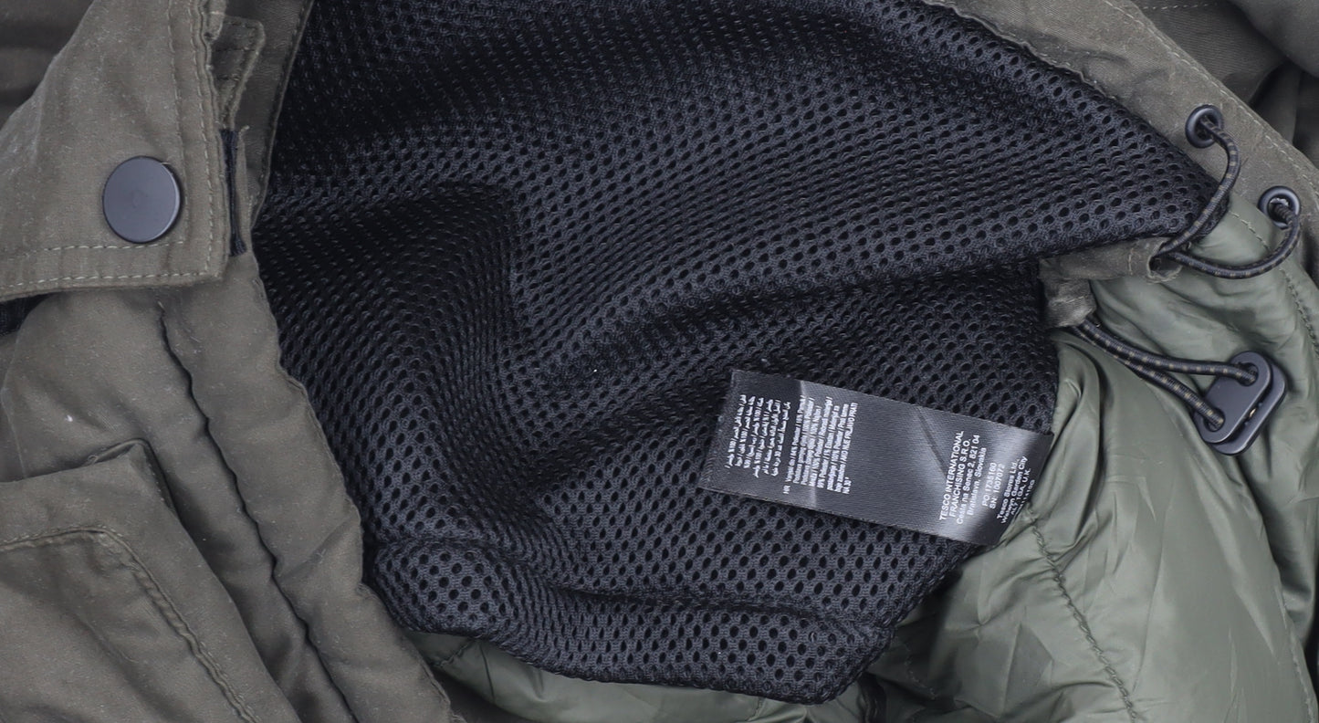 F&F Men's Green Hooded Padded Parka Coat Size S Winter Insulated