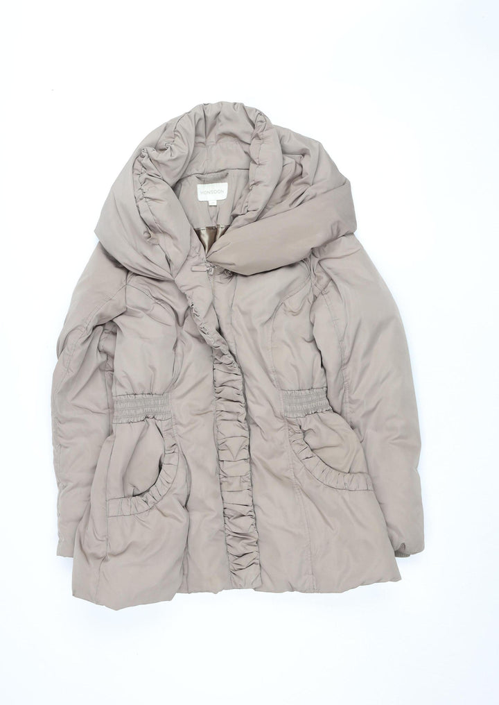 Monsoon Women’s Beige Mid-Length Hooded Puffer Coat M