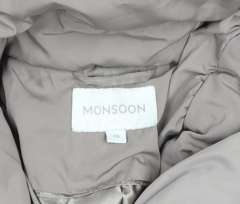 Monsoon Women’s Beige Mid-Length Hooded Puffer Coat M