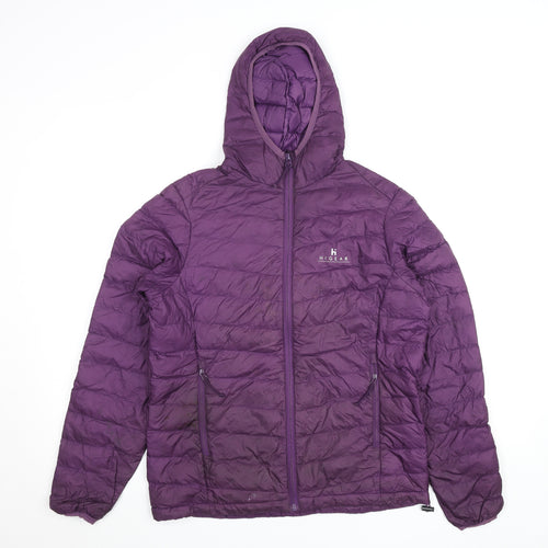 Hi Gear Womens Purple Puffer Jacket Size 10 Hooded Lightweight Zip Coat